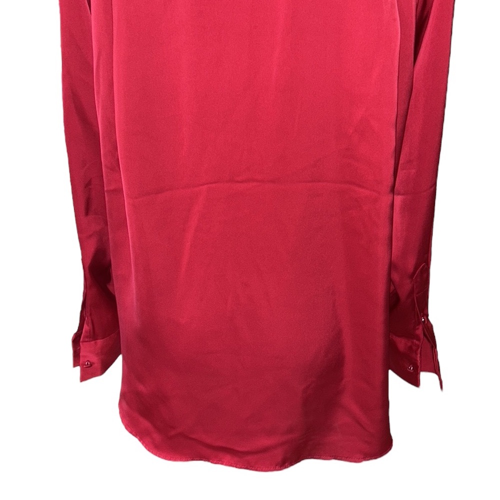 Jason Wu Red Satin Oversized Button Down Blouse -… - image 7